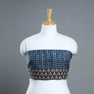 Blue - Block Print Cotton Pipad Blouse Piece 182