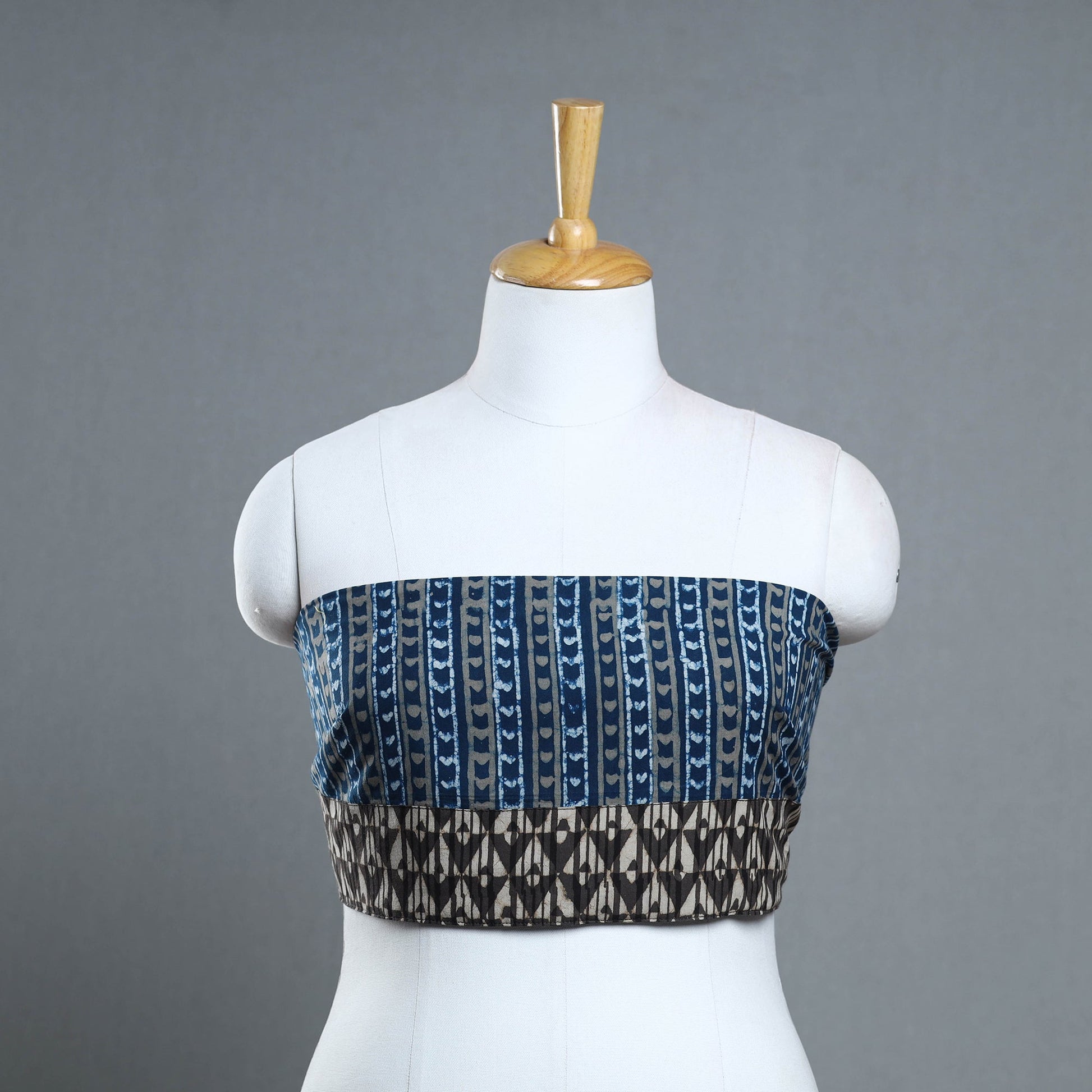 Blue - Block Print Cotton Pipad Blouse Piece 182