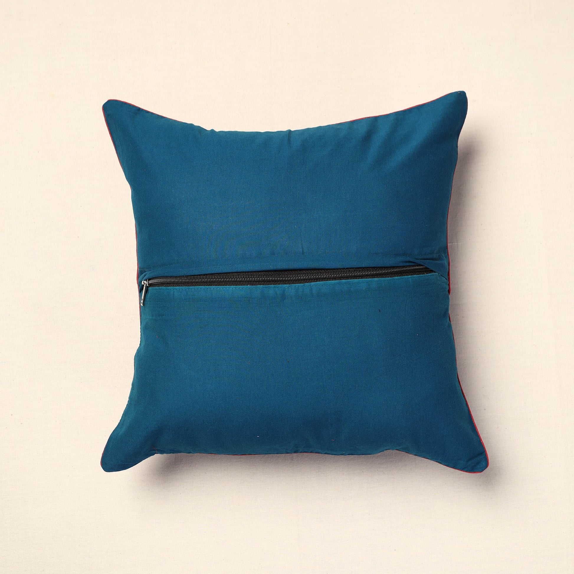 Blue - Bagh Block Printed Cotton Cushion Cover (16 x 16 in) 15