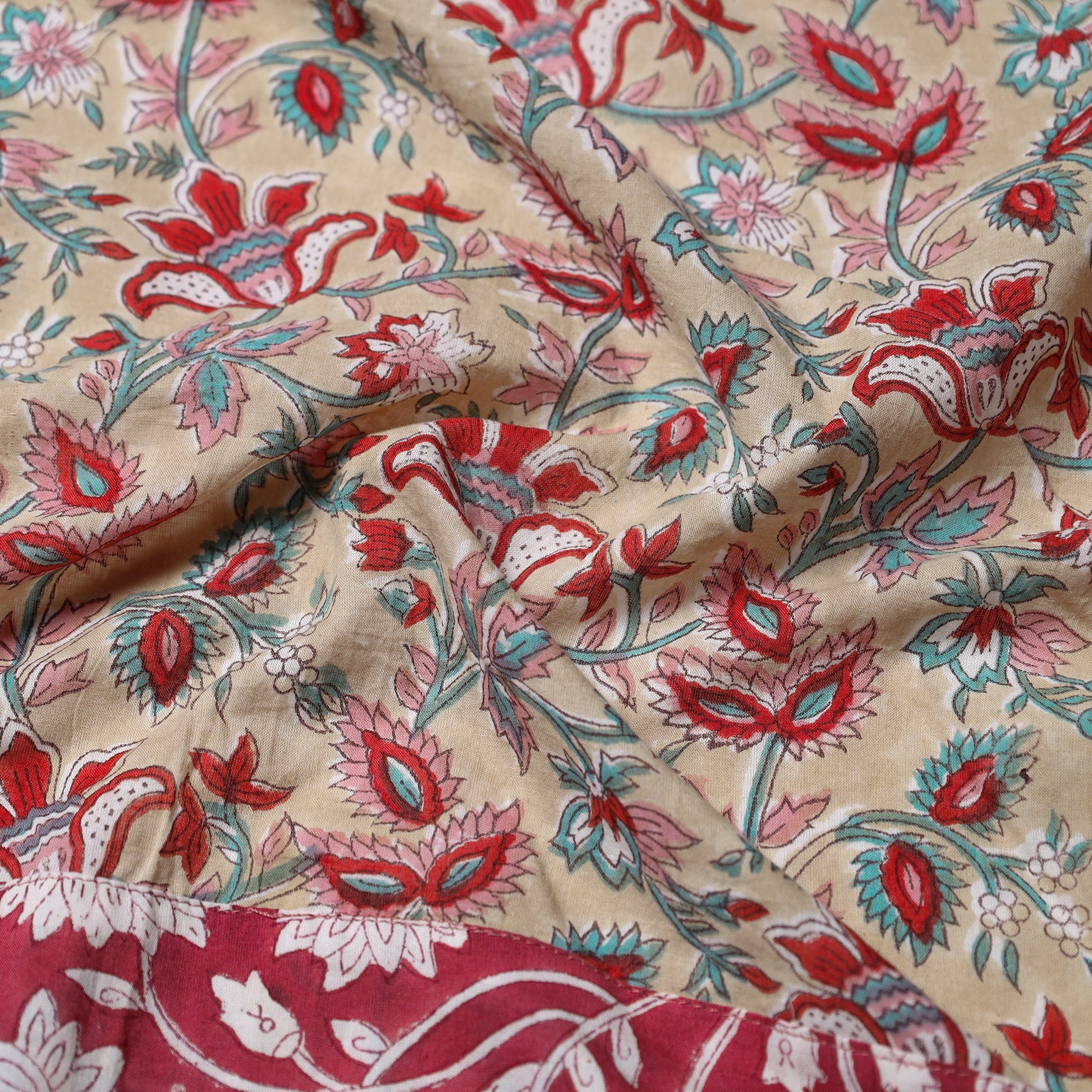 Beige - Block Printed Cotton Blouse Piece 57