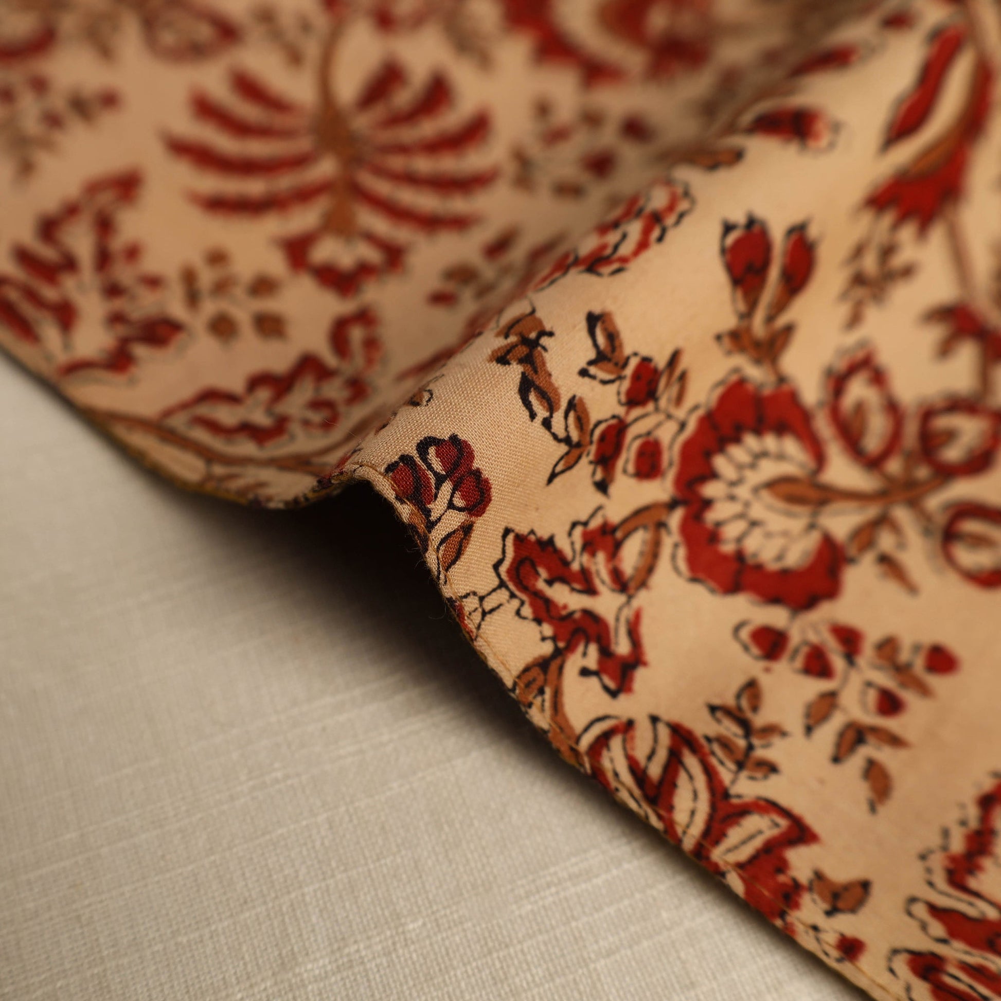 Brown - Floral Print Cotton Reversible Table Mat 02