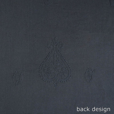 Black - Hand Embroidery Mul Cotton Chikankari Kurta Material 47