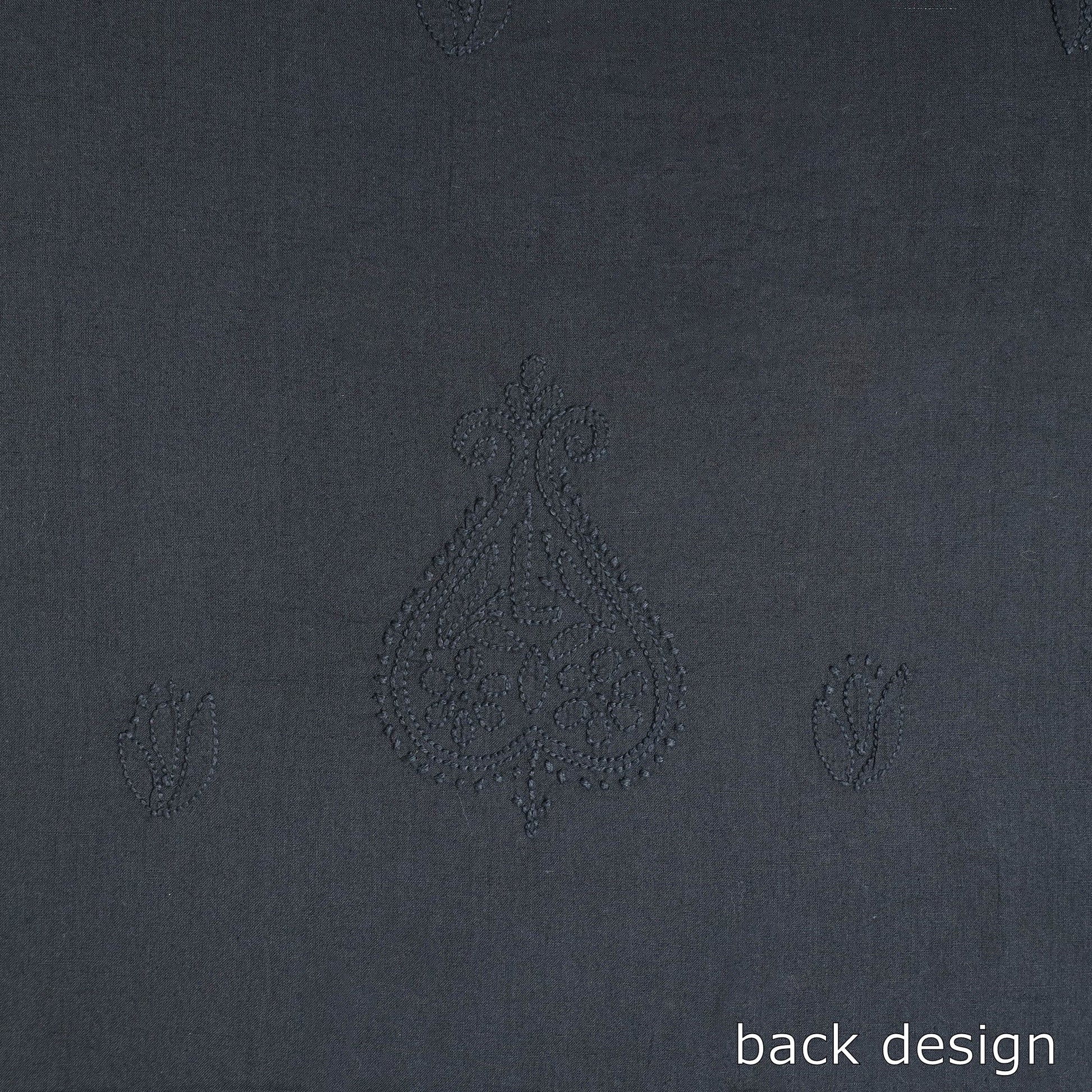 Black - Hand Embroidery Mul Cotton Chikankari Kurta Material 47
