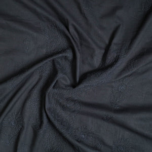Black - Hand Embroidery Mul Cotton Chikankari Kurta Material 47