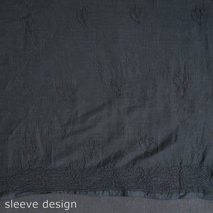 Black - Hand Embroidery Mul Cotton Chikankari Kurta Material 48