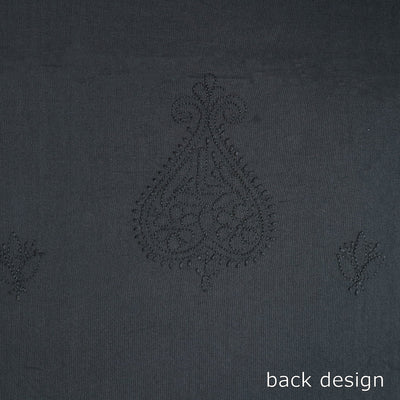 Black - Hand Embroidery Mul Cotton Chikankari Kurta Material 48