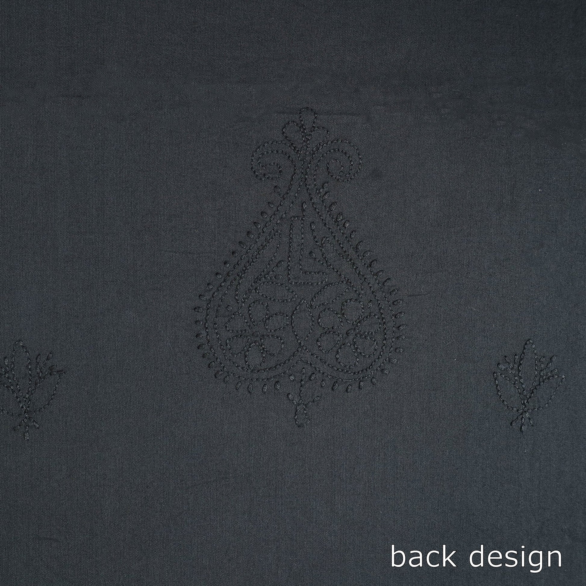 Black - Hand Embroidery Mul Cotton Chikankari Kurta Material 48