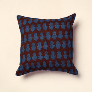 Blue - Bagh Block Printed Cotton Cushion Cover (16 x 16 in) 21