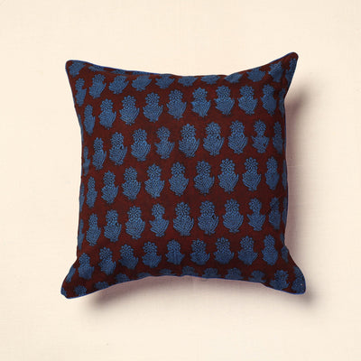 Blue - Bagh Block Printed Cotton Cushion Cover (16 x 16 in) 21