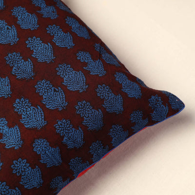 Blue - Bagh Block Printed Cotton Cushion Cover (16 x 16 in) 21