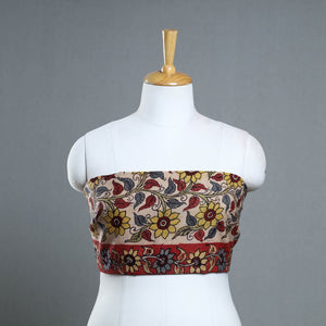 Beige - Handpainted Cotton Kalamkari Blouse Piece 19