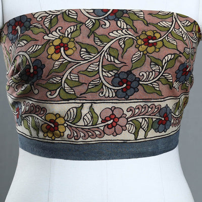 Brown - Handpainted Cotton Kalamkari Blouse Piece 21