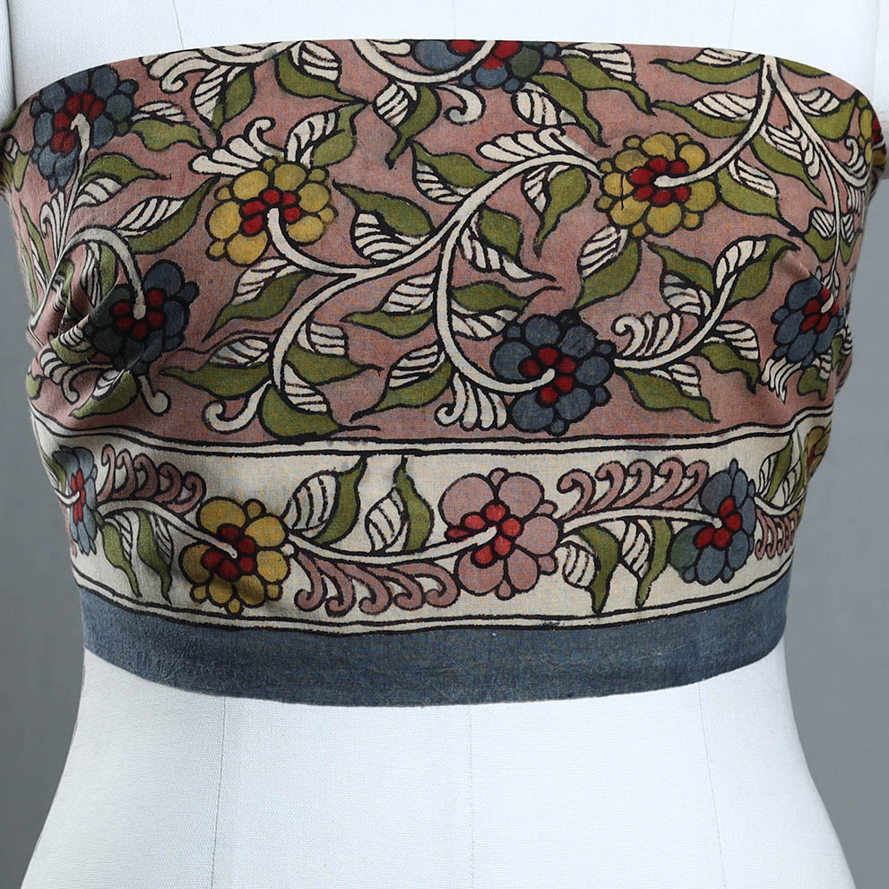 Brown - Handpainted Cotton Kalamkari Blouse Piece 21