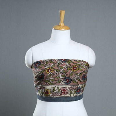 Brown - Handpainted Cotton Kalamkari Blouse Piece 21
