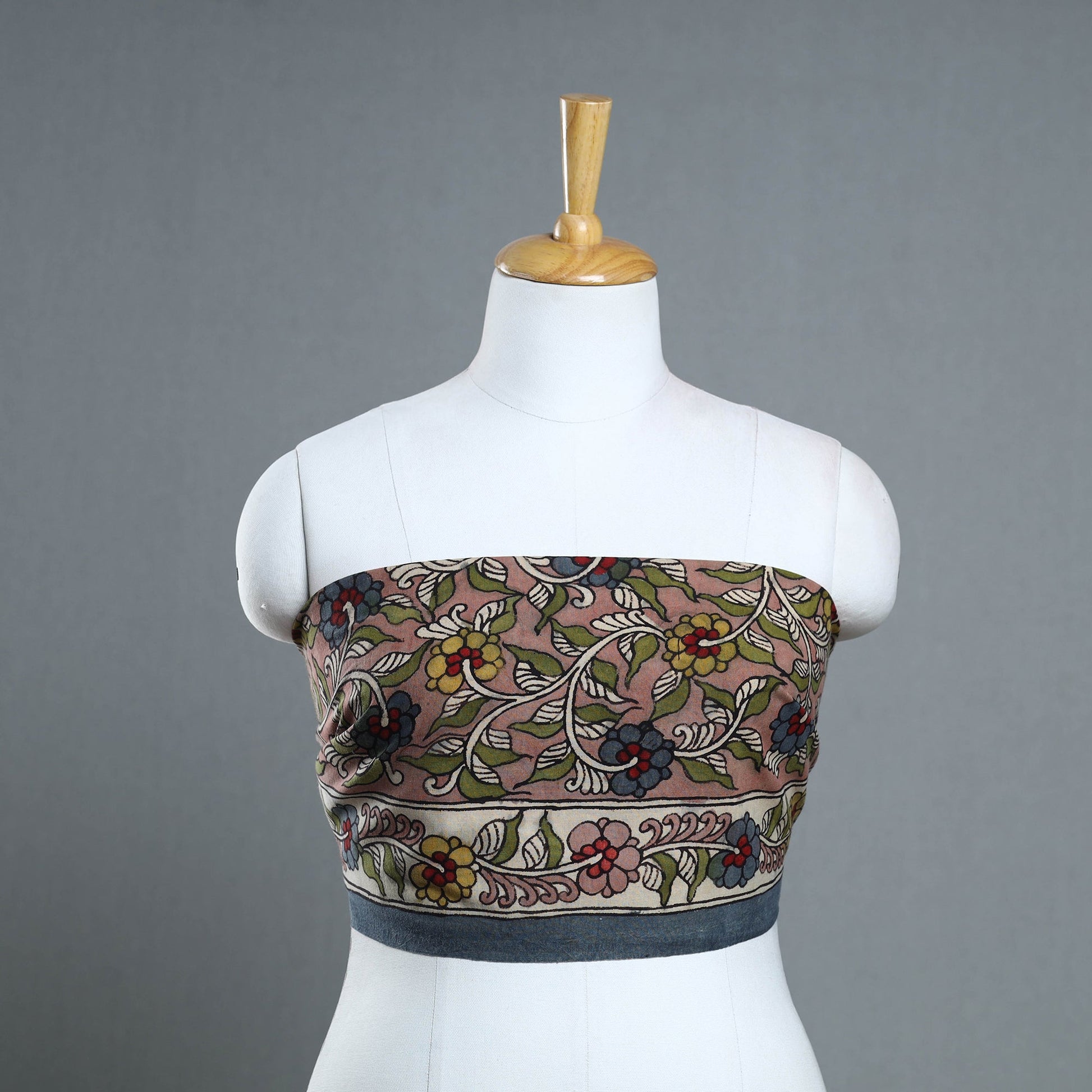 Brown - Handpainted Cotton Kalamkari Blouse Piece 21