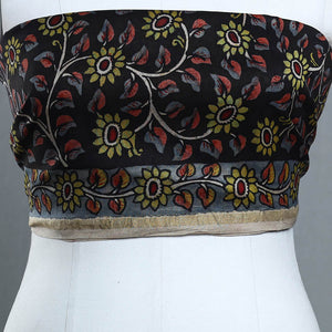 Black - Handpainted Chanderi Silk Kalamkari Blouse Piece 27