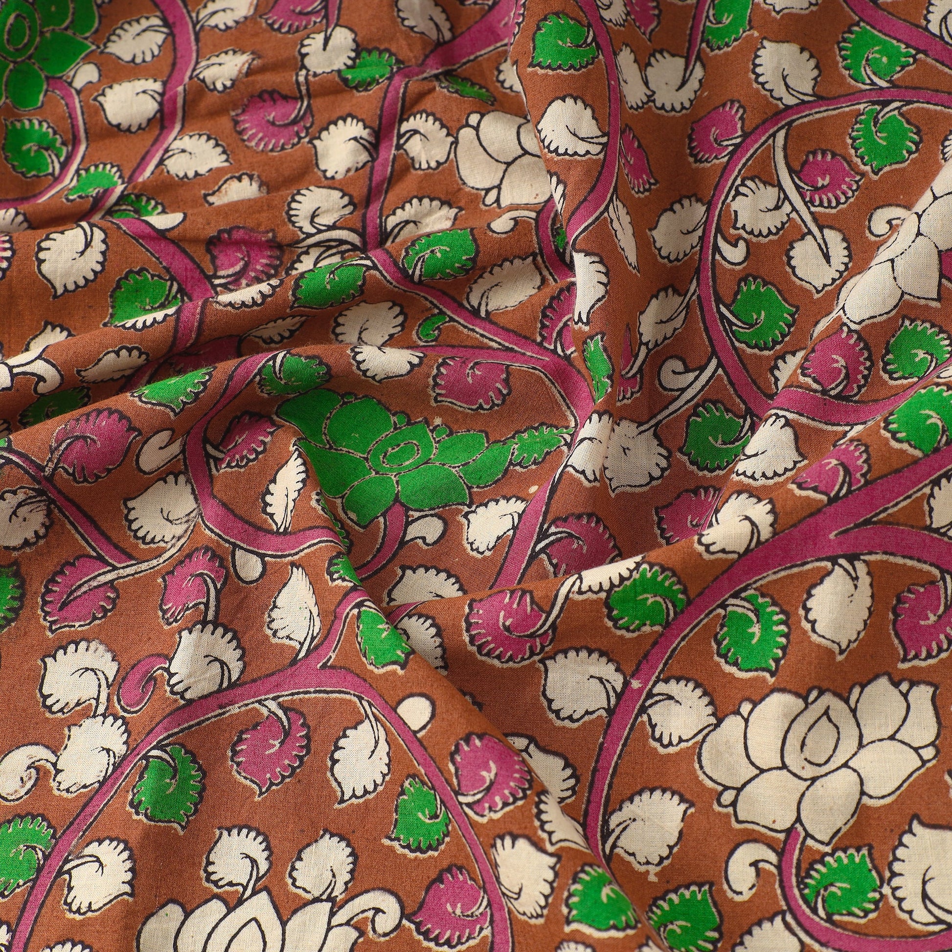 Brown - Printed Cotton Kalamkari Fabric 20