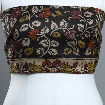 Black - Handpainted Chanderi Silk Kalamkari Blouse Piece 30