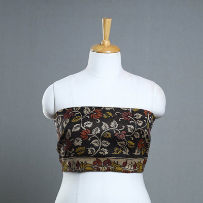 Black - Handpainted Chanderi Silk Kalamkari Blouse Piece 30