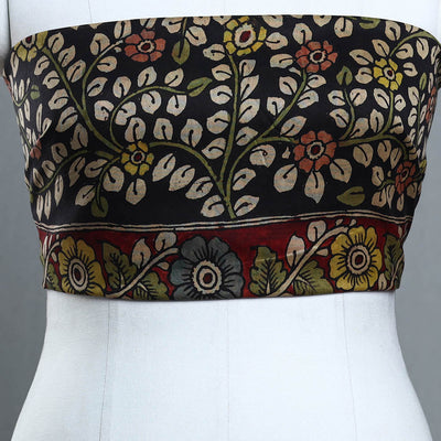 Black - Handpainted Chanderi Silk Kalamkari Blouse Piece 36