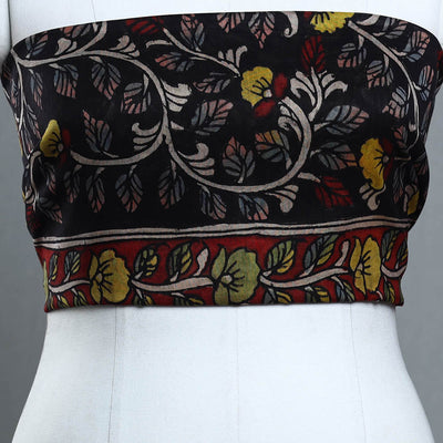 Black - Handpainted Chanderi Silk Kalamkari Blouse Piece 39