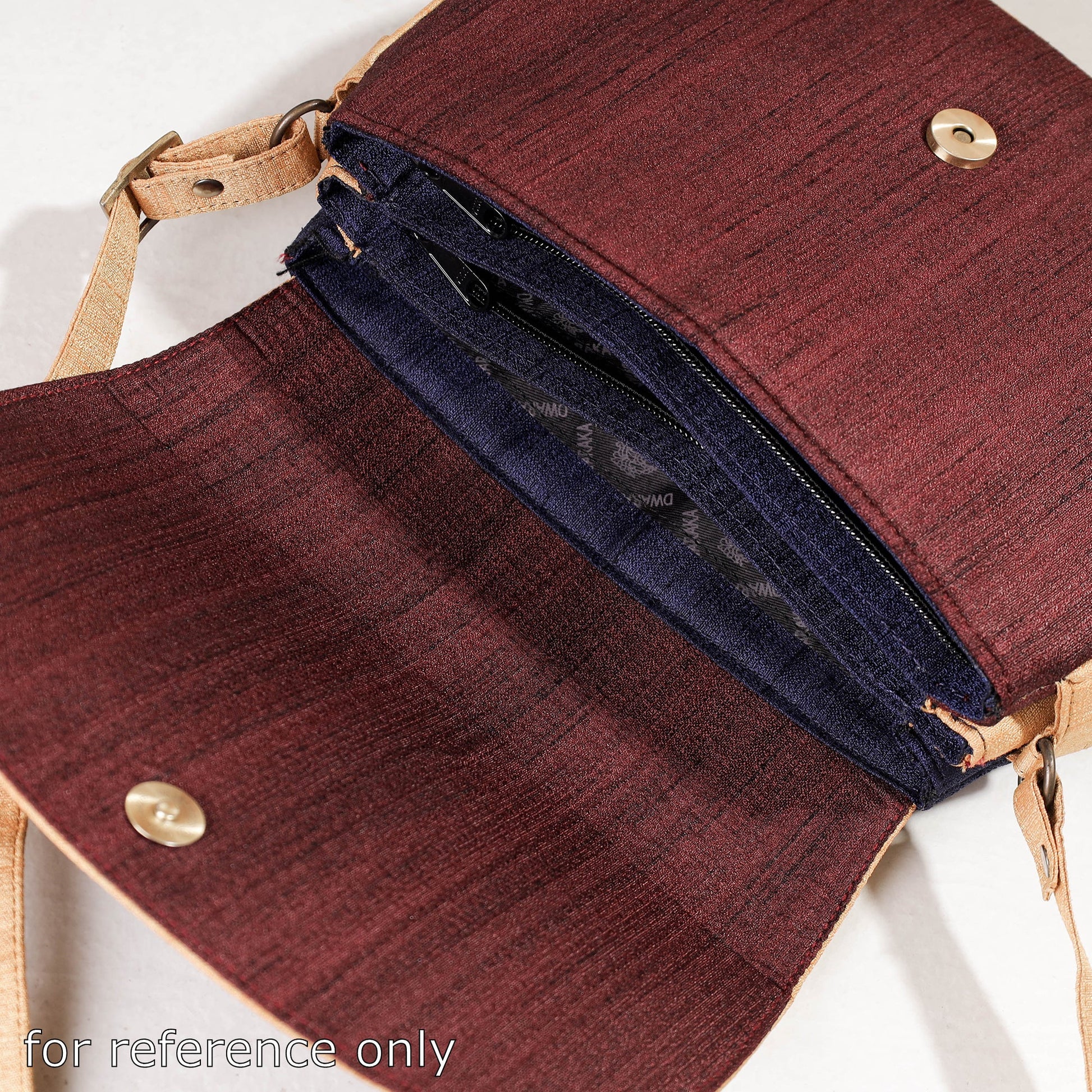 Brown - Handpainted Kalamkari Natural Dyed Ghicha Silk Sling Bag