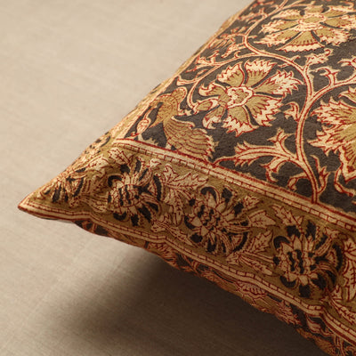 Brown - Original Pedana Block Print Cotton Kalamkari Cushion Cover 41