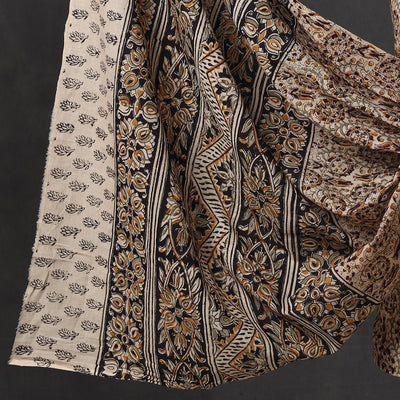 Brown - 2pc Pedana Kalamkari Block Printed Cotton Suit Material Set 04