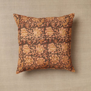 Brown - Original Pedana Block Print Cotton Kalamkari Cushion Cover 41