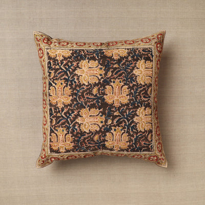 Brown - Original Pedana Block Print Cotton Kalamkari Cushion Cover 42