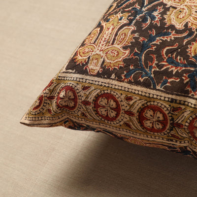 Brown - Original Pedana Block Print Cotton Kalamkari Cushion Cover 42
