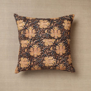 Brown - Original Pedana Block Print Cotton Kalamkari Cushion Cover 42