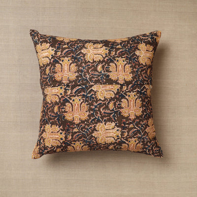 Brown - Original Pedana Block Print Cotton Kalamkari Cushion Cover 42