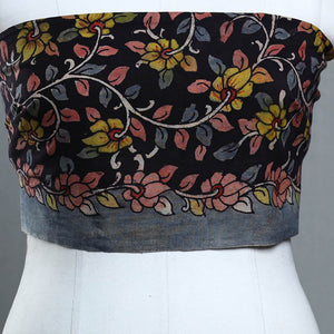 Black - Handpainted Cotton Kalamkari Blouse Piece 22