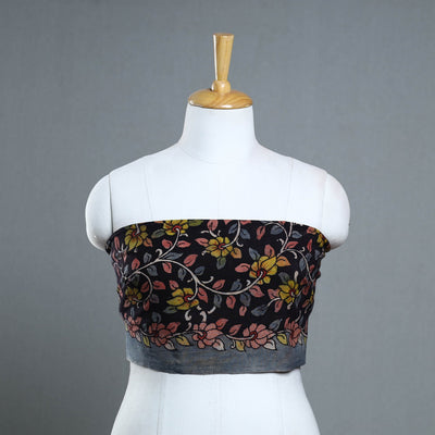 Black - Handpainted Cotton Kalamkari Blouse Piece 22