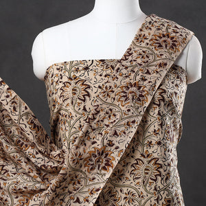 Beige - 2pc Pedana Kalamkari Block Printed Cotton Suit Material Set 08