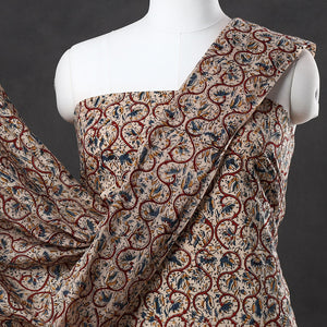 Brown - 2pc Pedana Kalamkari Block Printed Cotton Suit Material Set 09