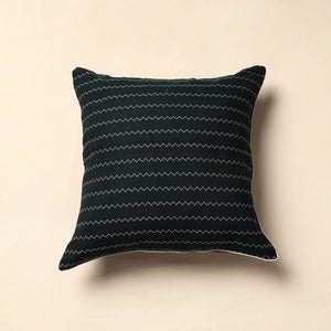 Black - Jacquard Cotton Cushion Cover (16 x 16 in)