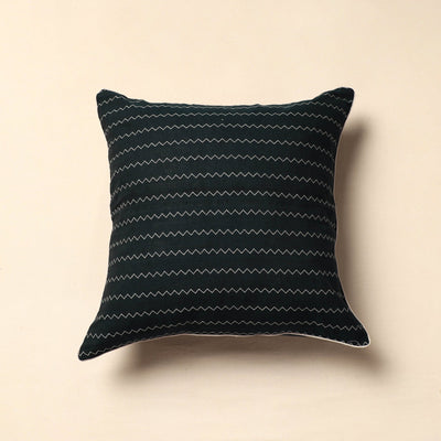 Black - Jacquard Cotton Cushion Cover (16 x 16 in)