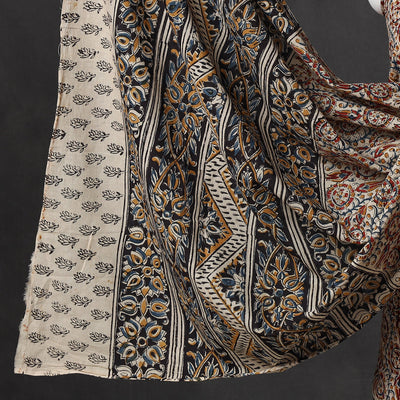 Brown - 2pc Pedana Kalamkari Block Printed Cotton Suit Material Set 10