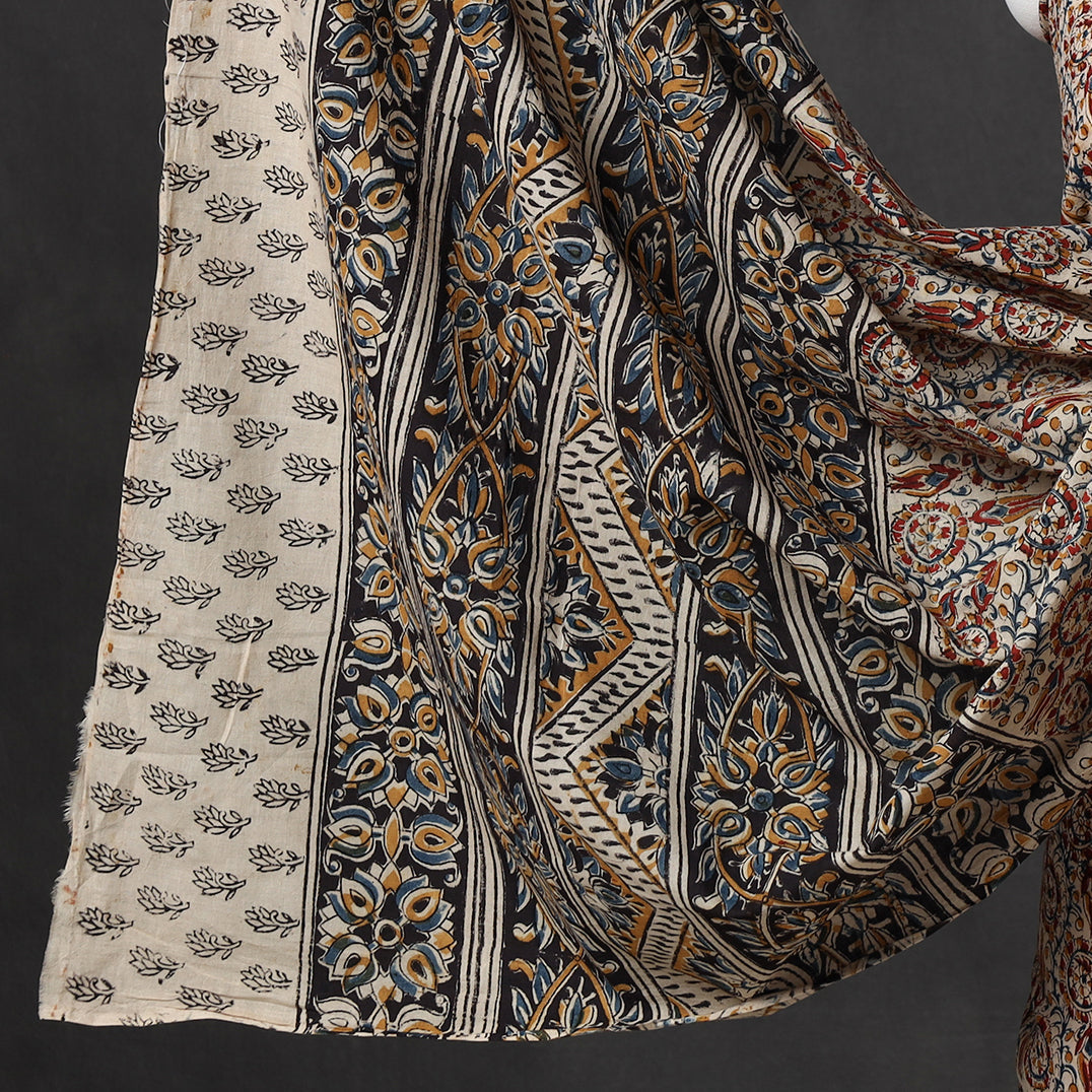 Brown - 2pc Pedana Kalamkari Block Printed Cotton Suit Material Set 10