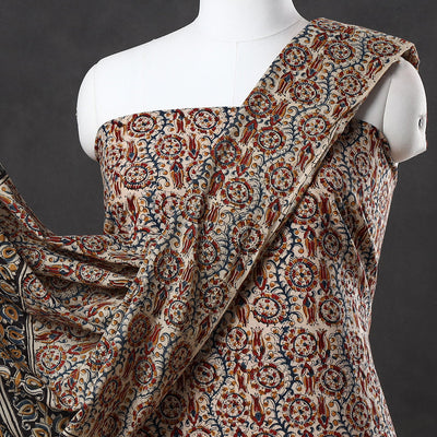 Brown - 2pc Pedana Kalamkari Block Printed Cotton Suit Material Set 10