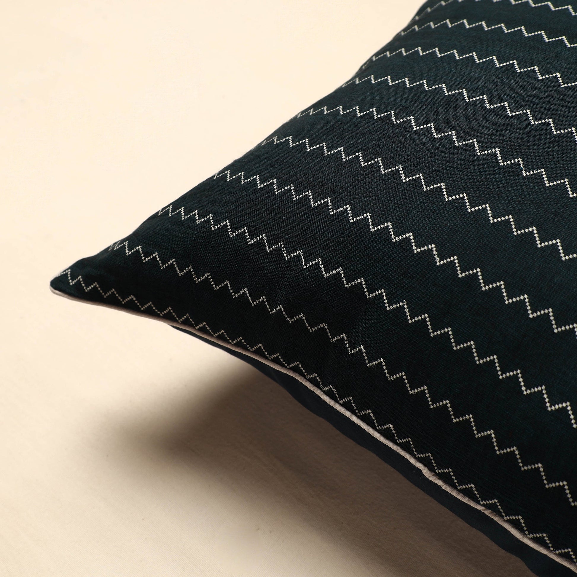 Black - Jacquard Cotton Cushion Cover (16 x 16 in)