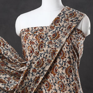 Beige - 2pc Pedana Kalamkari Block Printed Cotton Suit Material Set 121
