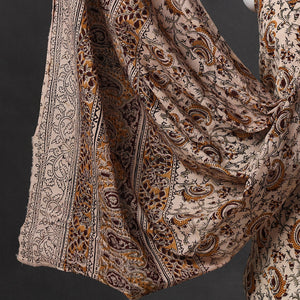 Beige - 2pc Pedana Kalamkari Block Printed Cotton Suit Material Set 15