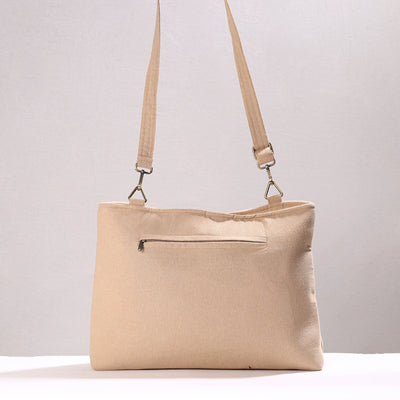 Beige - Kutch Abstract Hand Embroidery Cotton Sling Bag