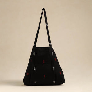 Black - Handcrafted Cotton Jhola Bag 01