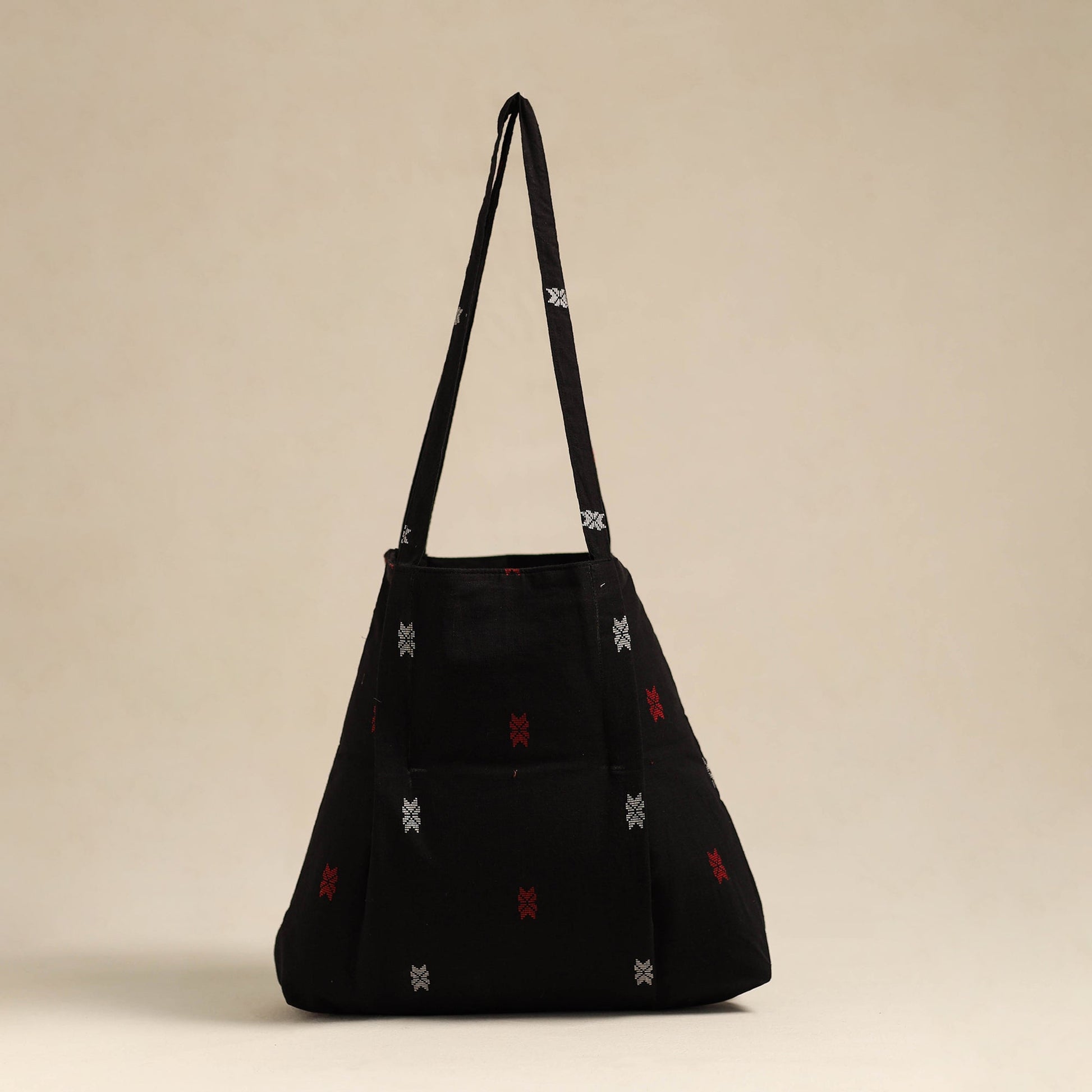 Black - Handcrafted Cotton Jhola Bag 01