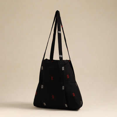Black - Handcrafted Cotton Jhola Bag 01