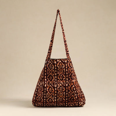 Brown - Handcrafted Cotton Jhola Bag 14